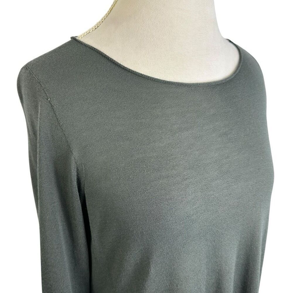 Eileen Fisher System Gray Long Tunic Top Fine Knit Tencel Semi Sheer Size M - Picture 7 of 10